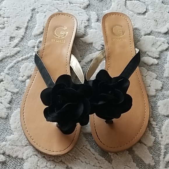 G by Guess Shoes - Guess Black Flower Sandals